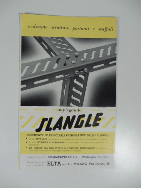 Slangle. L'angolare con intagli di bloccaggio... Pieghevole pubblicitario